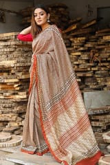 Sootisyahi -"GAVOTTE" BAGRU HANDBLOCKPRINT CHANDERI SILK SAREE
