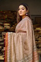 Sootisyahi -"GAVOTTE" BAGRU HANDBLOCKPRINT CHANDERI SILK SAREE