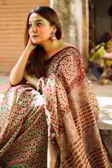 Sootisyahi -"Serendipity" BAGRU HANDBLOCK PRINT CHANDERI SILK SAREE