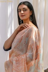 Sootisyahi -"REJUVENATION"  HAND MARBLE PRINT CHANDERI SILK SAREE