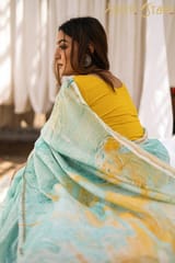 Sootisyahi -"HALCYAN" MARBLE PRINT CHANDERI SILK SAREE