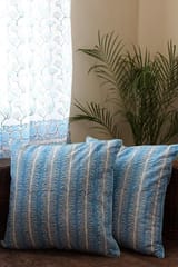 Sootisyahi 'Sky Weed' Handblock Printed Cotton Cushion Cover Set