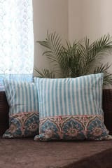 Sootisyahi 'Sky Creeper' Handblock Printed Cotton Cushion Cover Set