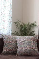 Sootisyahi 'MadhuMalti' Handblock Printed Cotton Cushion Cover Set