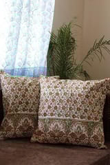 Sootisyahi 'Gul Yas' Handblock Printed Cotton Cushion Cover Set