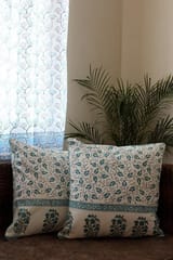 Sootisyahi 'Floral Creepers' Handblock Printed Cotton Cushion Cover Set