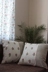 Sootisyahi 'Daisy' Floral Blossom' Handblock Printed Cotton Cushion Cover Set