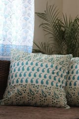 Sootisyahi 'Green Paisley' Handblock Printed Cotton Cushion Cover Set
