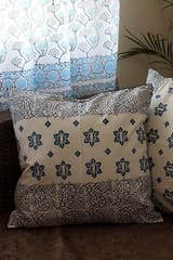 Sootisyahi 'Blue Jasmine' Handblock Printed Cotton Cushion Cover Set