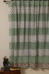 Sootisyahi 'Floral Mesh' Handblock Printed Voile Cotton Door and Window Curtain Combo