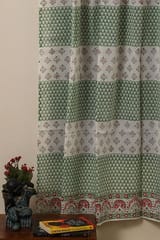 Sootisyahi 'Floral Mesh' Handblock Printed Voile Cotton Door and Window Curtain Combo