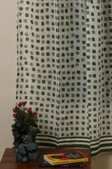 Sootisyahi 'Flowering Checks' Printed Voile Cotton Door and Window Curtain Combo