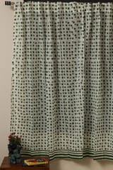 Sootisyahi 'Flowering Checks' Printed Voile Cotton Door and Window Curtain Combo