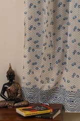 Sootisyahi 'Dancing Bubbles' Handblock Printed Voile Cotton Door and Window Curtain Combo