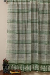 Sootisyahi 'Floral Mosaic' Handblock Printed Voile Cotton Door and Window Curtain Combo