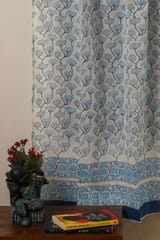 Sootisyahi 'Blooming Sky' Handblock Printed Voile Cotton Door and Window Curtain Combo