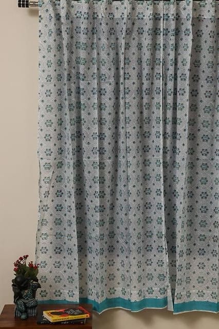 Sootisyahi 'Twinkling Stars' Handblock Printed Voile Cotton Door & Window Curtain Combo