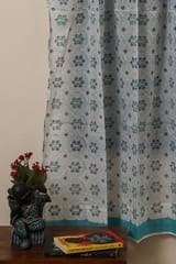 Sootisyahi 'Twinkling Stars' Handblock Printed Voile Cotton Door & Window Curtain Combo