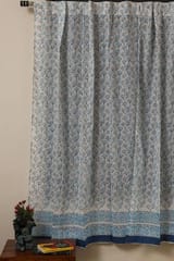 Sootisyahi 'Blooming Sky' Handblock Printed Voile Cotton Door and Window Curtain Combo