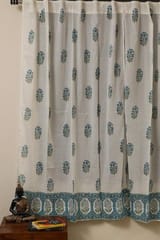Sootisyahi 'Floral Blossom' Handblock Printed Voile Cotton Door and Window Curtain Combo