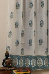 Sootisyahi 'Floral Blossom' Handblock Printed Voile Cotton Door and Window Curtain Combo