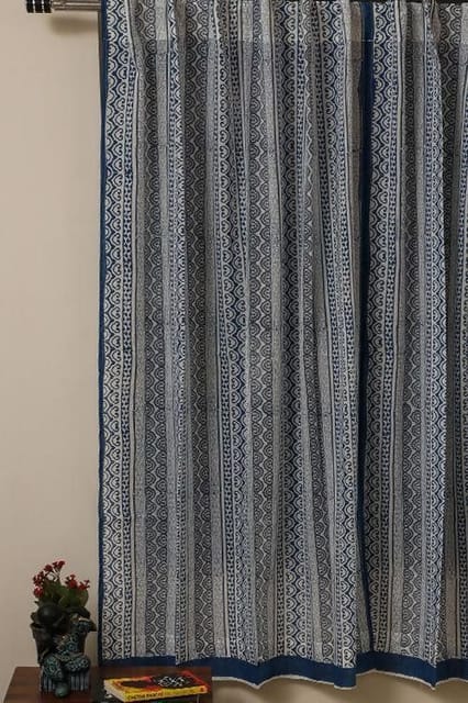 Sootisyahi 'Sacred Patterns' Handblock Printed Voile Cotton Door and Window Curtain Combo