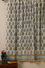 Sootisyahi 'Flowering Day' Handblock Printed Voile Cotton Door and Window Curtain Combo