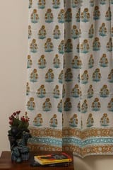 Sootisyahi 'Flowering Day' Handblock Printed Voile Cotton Door and Window Curtain Combo