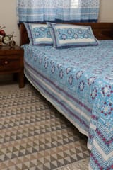 Sootisyahi 'Floral Mesh' Handblock Printed Cotton Bedsheet