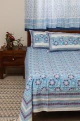 Sootisyahi 'Floral Mesh' Handblock Printed Cotton Bedsheet