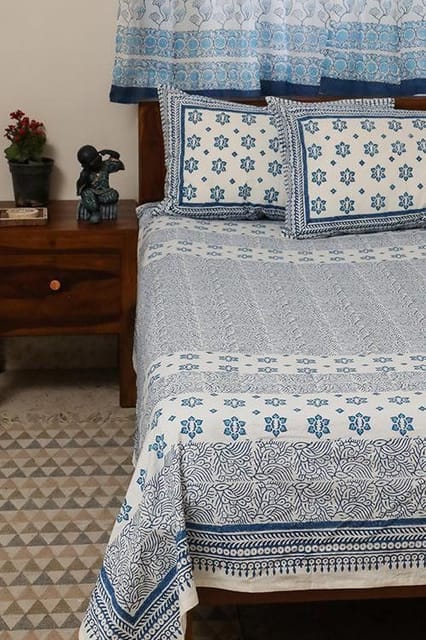 Sootisyahi 'Dream of Stars' Handblock Printed Cotton Bedsheet