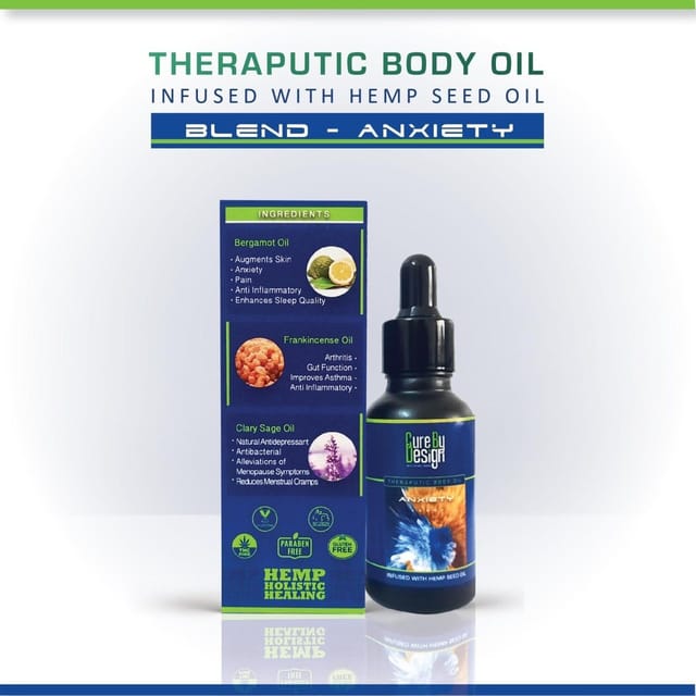 Cure By Design Therapeutic Massage Oil - Healing Blend for  Anxiety