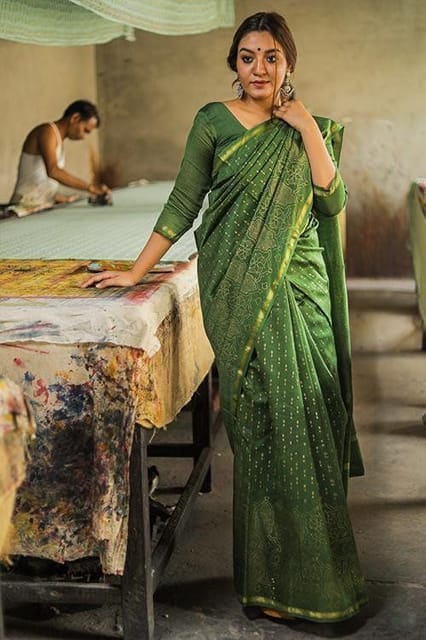 Sootisyahi - Handblock Print Chanderi Silk Saree