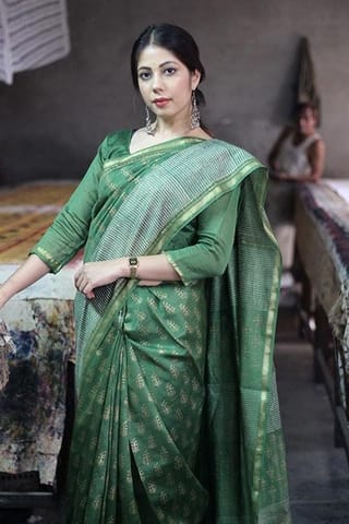 Sootisyahi - Handblock Print Chanderi Silk Saree