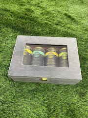 Glenberg Tea Gift Box - Velvet Gift Box (MDF) with Window with 4 Jars