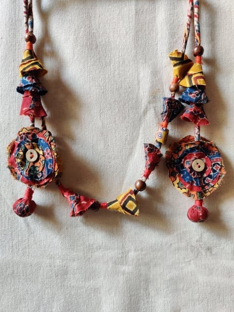 Diti - Ajrakh Fabric String Neckpiece