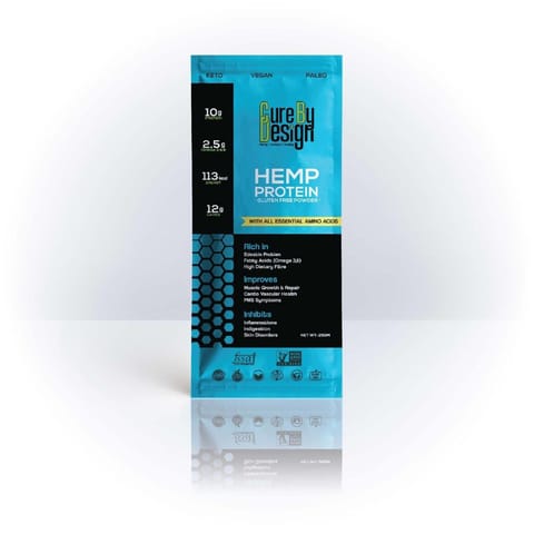 Cure By Design Natural Hemp Protein Powder for Nutrition - 50 Grams - Trial Pack