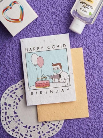 Plantables-Covid Birthday Greeting-Pack of Greeting Card and Seed Paper Envelope