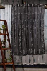 SootiSyahi 'Blooming in Night' Handblock Printed Cotton Window Curtain