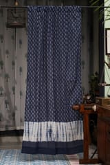 SootiSyahi 'Indigo Blossom' Handblock Printed Cotton Door Curtain