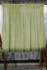 SootiSyahi 'Jungle Tale- Pastel Green' Handblock Printed Cotton Window Curtain