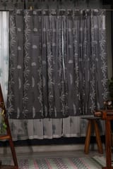 SootiSyahi 'Blooming in Night' Handblock Printed Cotton Window Curtain