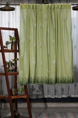 SootiSyahi 'Jungle Tale- Pastel Green' Handblock Printed Cotton Window Curtain