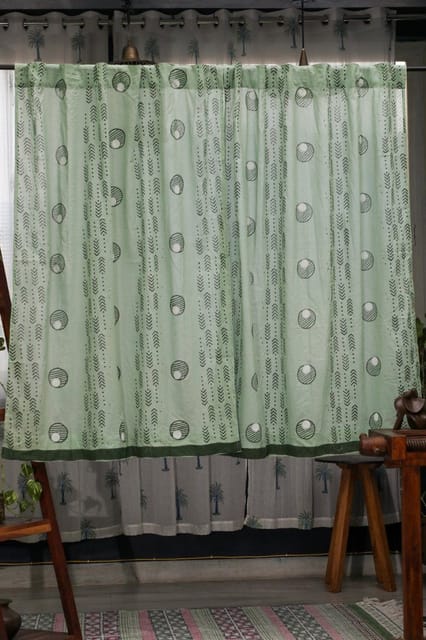 SootiSyahi 'Pastel Dreams' Handblock Printed Cotton Window Curtain