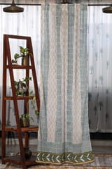 SootiSyahi 'Garden Beauty' Handblock Printed Cotton Door Curtain