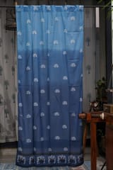 SootiSyahi 'Neela Aasmaan' Handblock Printed Cotton Door Curtain