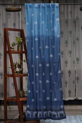 SootiSyahi 'Neela Aasmaan' Handblock Printed Cotton Door Curtain