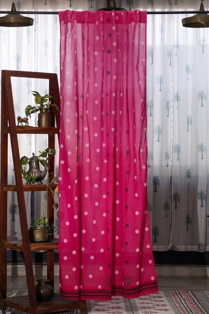 SootiSyahi 'Pink Glow' Handblock Printed Cotton Door Curtain