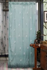 SootiSyahi 'Jungle Tale-Pastel Pine' Handblock Printed Cotton Door Curtain