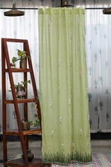SootiSyahi 'Jungle Tale- Pastel Green' Handblock Printed Cotton Door Curtain